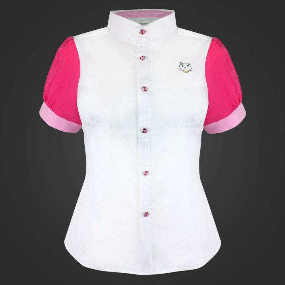 XLarge | Bee and Puppycat Puff Sleeve Embroidered Logo Rhinestone Button Shirt